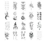 THXFUNAREA 20 Hojas de Tatuajes Temporales para Hombres y Mujeres, Tatuajes Temporales Impermeables con Más de 80 Diseños Diferentes, Ideal para Fiestas, Decoración Corporal Divertida