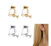 THXFUNAREA 4 Piezas Convertidor Pendientes Clip sin Agujero Adaptador Pendientes con Almohadilla Silicona Chapado Oro 18K y Plata Accesorios Mujer