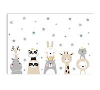 THXFUNAREA Animales de la Jungla Pegatinas de Pared Safari Animales Adhesivos Vinilos Boho Gris Bosque Jirafa León Decorativos Pared para Bebé Habitación Cuarto de Jugar Guardería Infantiles