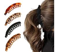 THXFUNAREA Banana Clip,4 pinzas para el cabello de plátano,peines grandes vintage de plátano,Clip de cola de caballo,peine de cola de pez,Para mujeres y niñas