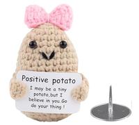 THXFUNAREA Patata Positiva, Patata Positiva en Español, Divertido Patata Muñeco con Tarjeta Positiva, Beige Hecho a Mano Mini Patata, Punto Motivador Regalo para regalo amiga
