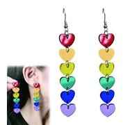 THXFUNAREA Pendientes de orgullo arcoíris en forma de corazón para mujer, pendientes de acrílico livianos como joyería LGBTQ radiante, ideales para festivales y eventos del orgullo.