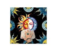 THXFUNAREA Tapete para Tarot y Cartas del Oráculo de Alta Calidad, Mantel de Lectura con Diseño de Luna y Sol, Alfombrilla de Altar para Cartomancia y Péndulo, Superficie Antideslizante