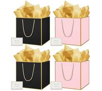 THXIY Bolsa de regalo cuadrada de 11.8 pulgadas, 4 bolsas de regalo extragrandes de 30 cm con bordes dorados, bolsa de papel grande, regalo de boda, fiesta de cumpleaños, regalo de dama de honor