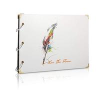 ThxMadam Scrapbook Álbum de Fotos Libro de Visitas de Boda con 60 Páginas Negras Presentes para Regalo de Valentín Día de Aniversario Navidad Cumpleaños para Esposa Hija Madre (Pluma pluma)