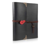 ThxMadam Scrapbook Cuero Álbum de Fotos Libro de Visitas de Boda con 60 Páginas Negras Presentes para Regalo de Valentín Día de Aniversario Navidad Cumpleaños para Esposa Hija Madre(medio, álbum)
