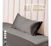 THXSILK Funda de almohada de seda de 25 mommes para cabello y piel, funda de almohada de seda de morera, hipoalergénica con cremallera oculta, seda pura en ambos lados… (carbón vegetal, 40 x 80 cm)