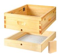 Thyle 1 tabla de dulces de colmena, 1 caja de colmenas de abeja, 10 marcos con revestimiento de cera de abeja, caja de edredón de invierno para colmena de abeja, caja de edredón de humedad de colmena