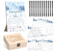 Thyle 134 piezas de juegos de baby it's cold outside shower con texto en inglés «Baby Shower», tarjetas de consejos de predicción con 12 bolígrafos de colores, caja de recuerdo para niños y niñas