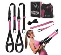 THYSOL Correas de entrenamiento en suspensión Xtreme Straps | Set con Anclaje Ajustable | Fitness en Casa - Adecuado para Viajar y Entrenar en Interiores y Exteriores (Rosa)