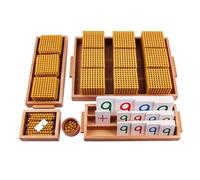 THYXGS Set De Materiales Montessori De Madera con Cuentas Doradas, Manipulativos Matemáticos para La Enseñanza De Matemáticas En Primaria, para La Educación Infantil Y Juegos De Mesa