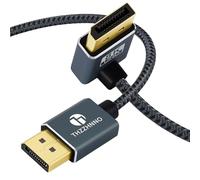 Thzzhnno Cable 90° DisplayPort de 0.5M, ángulo Hacia Arriba Cable Displayport 1.4 Compatible con Hasta 8K, 4K/60Hz para tarjeta gráfica de monitor de juegos