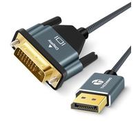 Thzzhnno Cable DisplayPort a DVI de 5M, Puerto de Pantalla Chapado en Oro a DVI-D, Adaptador Trenzado de Nailon Macho a Macho, compatible con Computadora, Laptop, PC, Monitor