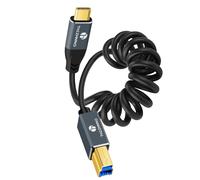 Thzzhnno Cable en Espiral 3.0 de Impresora USB B a USB C, Cable en Espiral Tipo C a Tipo B por Estación de Llegada Escáner de Discos Rígidos Externos(De 95 MM a 1 M)