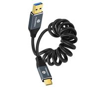 Thzzhnno Cable en espiral 3.0 USB C a A, Cable en espiral USB Tipo C a Tipo A 10Gbps OTG Compatible con MacBook Pro/Air, iPhone 16 Pro Max/Plus, Samsung Galaxy Note 8(De 95 MM a 1 M)