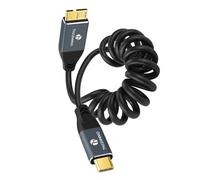 Thzzhnno Cable en Espiral 3.0 USB C a Micro B, Cable en Espiral USB Tipo C a Micro B 5Gbps Compatible con MacBook Pro/Air/iPad/Tablet/Samsung Galaxy S24/WD(De 95 MM a 1 M)