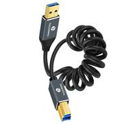 Thzzhnno Cable en Espiral USB 3.0 a B, Cable en Espiral USB Tipo A a Tipo B 5Gbps para Estación de Acoplamiento/Discos duros Externos/Escáner/Impresora (De 95 MM a 1 M)