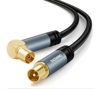 Thzzhnno TV Antena de Recto ángulo RG6 Coaxial Cable 5M, Chapado en Oro 90 Grados ángulo Hembra a Macho Conector, Cable Coaxial para HDTV, CATV, DVB - T2/C/S, Módem Cable, Radio, Receptor de Satélite