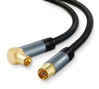 Thzzhnno TV Antena Recto ángulo RG6 Coaxial Cable 2M, Chapado en Oro 90 Grados ángulo Macho a Hembra Conector,Cable Coaxial para HDTV, CATV, DVB- T2/C/S, Módem Cable, Radio, Receptor de Satélite