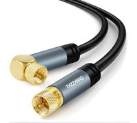 Thzzhnno TV Antena RG6 Recto ángulo Tipo F Coaxial Cable 2M, Dorado de 90 Grados ángulo Macho Cuerda, Cable Coaxial para HDTV, CATV, DVB- T2/C/S, Módem Cable, Radio, Receptor de Satélite
