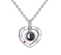 Ti Amo 100 Idiomas Joyas Proverante Collar Colgante Corazón Luz Proyección Joyería - Plata Novedad Atractivo Procesamiento