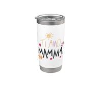 Ti Amo Mamma Lindo Dibujo Mamá Día de la Madre Italiano Niño Vaso térmico de acero inoxidable de doble pared
