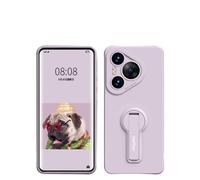 Ti Cow Funda de silicona compatible con Huawei Pura70/Pura 70ultra/p60/p40/p50, funda protectora anticaídas con soporte invisible, cuerda de mano y película para teléfono, color morado claro