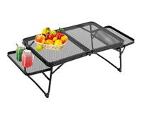 Ti Cow Mesa plegable multifuncional para barbacoa, diseño de malla con placa de parrilla, mesa portátil para camping, picnic y jardín, tamaño M70 x 40 cm