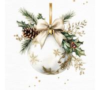 ti-flair 20 servilletas blancas con diseño de bola de árbol de Navidad, servilletas de papel con diseño. También para decoupage y decoupage (33 x 33 cm)