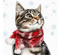 ti-flair 20 servilletas de gato con bufanda de invierno como decoración de mesa. Servilletas de papel con diseño. También para decoupage y decoupage y decoupage (33 x 33 cm)