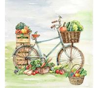 ti-flair Servilletas de papel 33 x 33 cm, 3 capas, 20 unidades, alta calidad y sostenibles, servilletas de papel desechables para el desayuno, gastronomía, uso diario, diseño de bicicleta y verduras