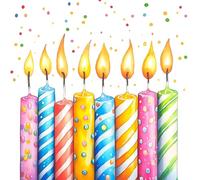 ti-flair Servilletas de papel 33 x 33 cm, 3 capas, 20 unidades, alta calidad y sostenibles, servilletas de cumpleaños desechables, servilletas de papel con velas de colores para cumpleaños infantiles