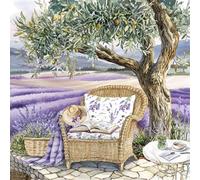 ti-flair Servilletas de papel 33 x 33 cm, 3 capas, 20 unidades, alta calidad y sostenibles, servilletas de papel desechables para bodas, gastronomía, uso diario, campos de lavanda y olivo