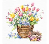 ti-flair Servilletas de papel 33 x 33 cm, 3 capas, 20 unidades, sostenibles y de alta calidad, desechables con ramo de flores y erizos, servilletas de papel para decoración de mesa de primavera