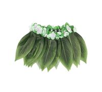 Ti Leaf Hula Skirt Hawaiian Leaf Skirt Green Grass Skirt with Artificial Flowers for Beach Luau Party Supplies