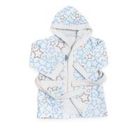 Ti TIN | Albornoz Infantil para Niño o Niña con Capucha | Albornoz 100% Algodón de Rizo Toalla | Suave y Absorbente con Diseño de Estrellitas Color Celeste | Talla de 1 año, de 0 a 12 meses