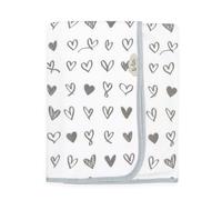 Ti TIN | Arrullo para Bebe Color Gris con Estampado de Corazones | Arrullo de Punto Estampado con Tacto Extra Suave y Absorbente | Tejido de Doble Capa