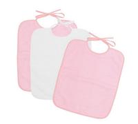 Ti TIN Baberos guardería grandes 38×31 cm - Pack 3 de rizo algodón suave y absorbente, cierre con cintas, lavables y aptos secadora - Recomendados para escuela infantil y bebés 12+ meses, Color Rosa