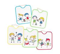 Ti TIN Baberos Impermeables para Bebé +12 Meses | Pack de 5 | Rizo de Algodón 100% | Cierre Elástico | 28x32 cm | Ideales para Guardería