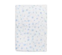 Muselina 100% Algodón 120 x 120 cm, transpirable, ligera y suave, ideal para bebés de 0-36 meses, fácil lavado y secadora, fabricada en España, estampado de estrellitas color celeste