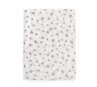 Muselina 100% Algodón 120 x 120 cm, transpirable, ligera y suave, ideal para bebés de 0-36 meses, fácil lavado y secadora, fabricada en España, estampado de estrellitas color gris