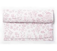Muselina 100% Algodón 120 x 120 cm, transpirable, ligera y suave, ideal para bebés de 0-36 meses, fácil lavado y secadora, fabricada en España, estampado de dibujos de niños color rosa