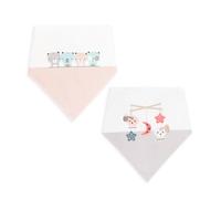 Ti TIN | Pack 2 Baberos Bebé Impermeables para Recién Nacidos de 0-6 años | Babero Bandana Dibujos Gatitos/Nubes con Cierre de Broche | Absorvente y Extra Suave | Medidas 21,5x38,5 cm