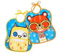 Ti Tin | Pack 2 Baberos con bolsillo | Cierre con cintas | 100% Vinilo | Diseños Divertidos | 25x30 cm | Baberos de vinilo fáciles de limpiar y con bolsillos