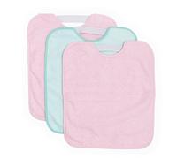 Ti TIN Pack 3 Baberos Impermeables para Bebé con Goma - Rizo de Algodón y Poliéster 320 g/m² - Color Rosa - Forro Vinilo Suaves y Absorbentes - 31x38 cm - Aptos para Secadora Ideales Guardería