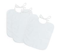 Ti TIN Pack 3 baberos rizo impermeable guardería 90 % algodón cierre con cintas 32x28 cm extra suaves aptos secadora. Color Blanco