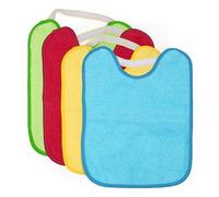 Ti TIN Pack 4 Baberos Bebé Impermeables y Absorbentes - 6 a 12 Meses - Ideal Guardería con Goma Elástica y Rizo de Algodón Extra Suave
