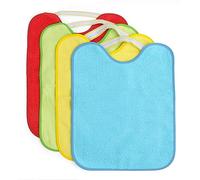 Ti TIN Pack 4 Baberos con Goma Elástica - Rizo de Algodón 90% y Poliéster 10% - Impermeables, Suaves y Absorbentes - Forro de Vinilo - Fácil Lavado y Secado - Ideal Guardería y Bebés + 12 meses