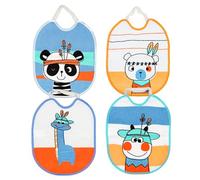 Ti TIN Pack 4 Baberos Impermeables para Bebés 73% Algodón 27% Fabricados en Poliéster con Forro Vinilo - 4 Baberos para bebés de 6 a 12 meses con Cierre de Gomas