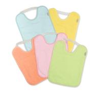 Ti TIN Pack 5 Baberos Bebé Impermeables y Absorbentes - 6 a 12 Meses - Ideal Guardería con Goma Elástica y Rizo de Algodón Extra Suave